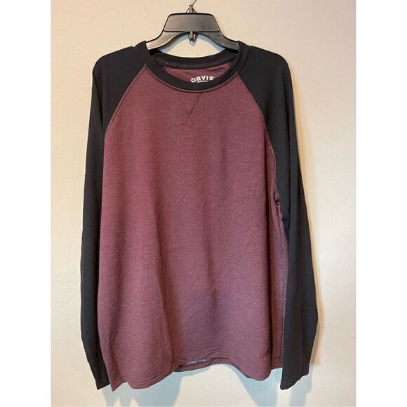 Orvis shirt Men lg Red Black Long Sleeve Rayon Blend Adult Lightweight - Picture 3 of 4